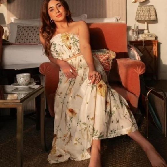 H&M Wildflower Collection Crop Top and Skirt Set sz L - Picture 2 of 13